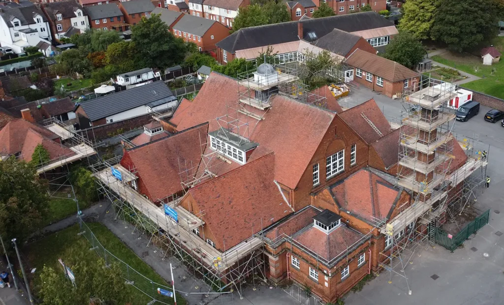 Restoration project on a Victorian school building. Anton Scaffolding.