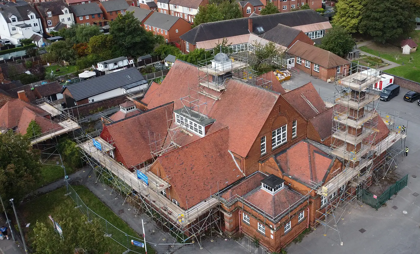 Restoration project on a Victorian school building. Anton Scaffolding.